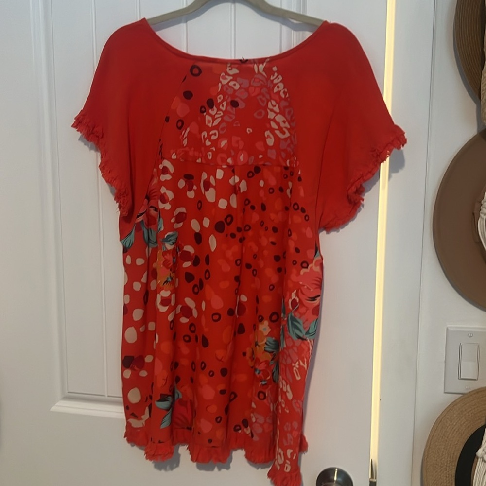 Bold Orange Umgee Asymmetrical Tunic with Relaxed Fit